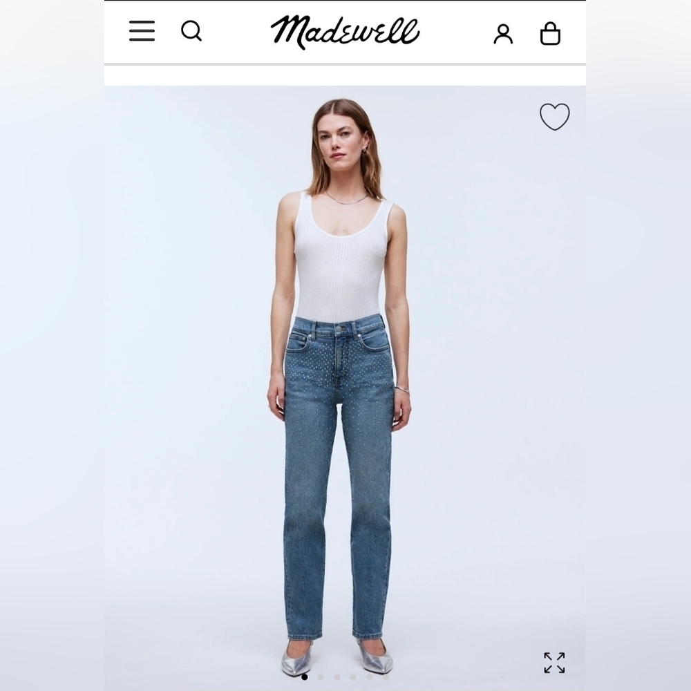 Madewell 90s straight rhinestone blue jeans women's sz 24. New Indie festival